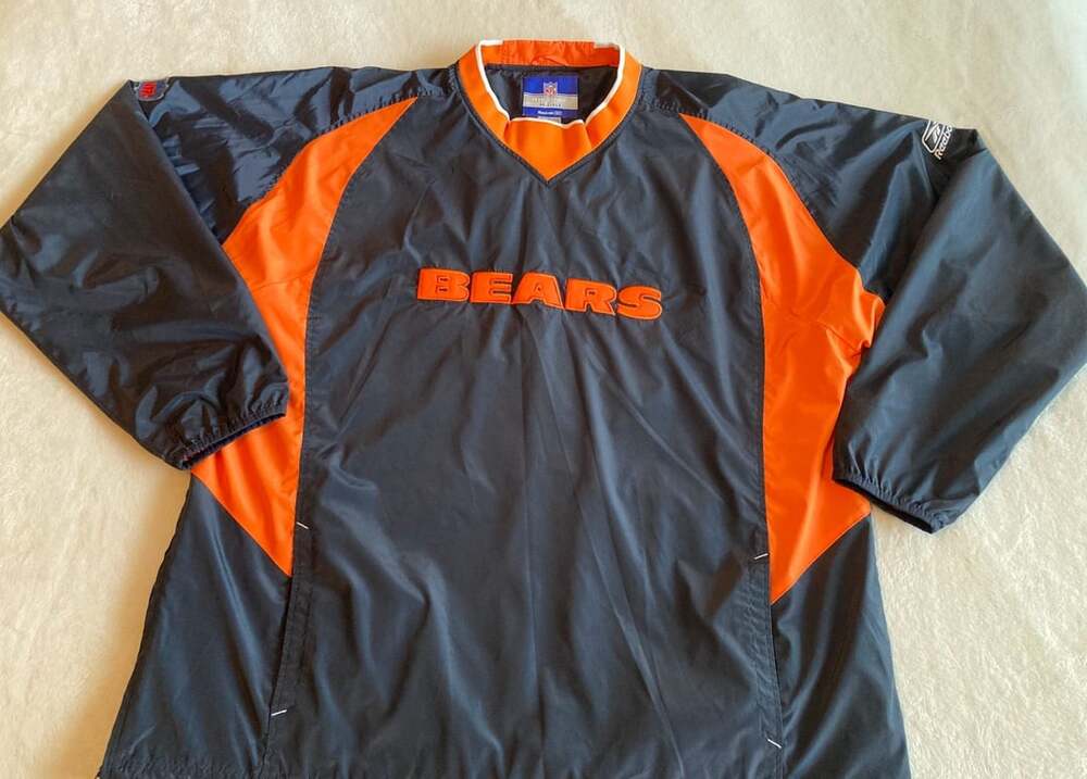 Reebok Chicago Bears Pullover Windbreaker Size 2XL Navy Orange NFL On Field